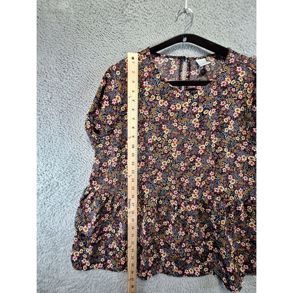 Time and Tru Blouse Womens XL‎ Floral Peplum Bell Sleeve Boho Cottagecore Cute - Picture 3 of 8